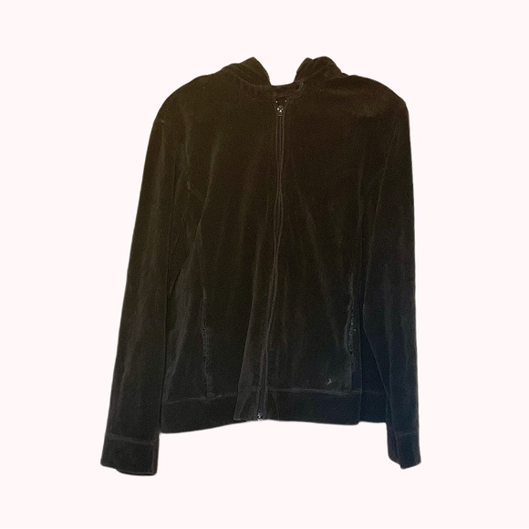 Covington brown Velour Full zip down sweater casual y2k button collar XL - Picture 9 of 11